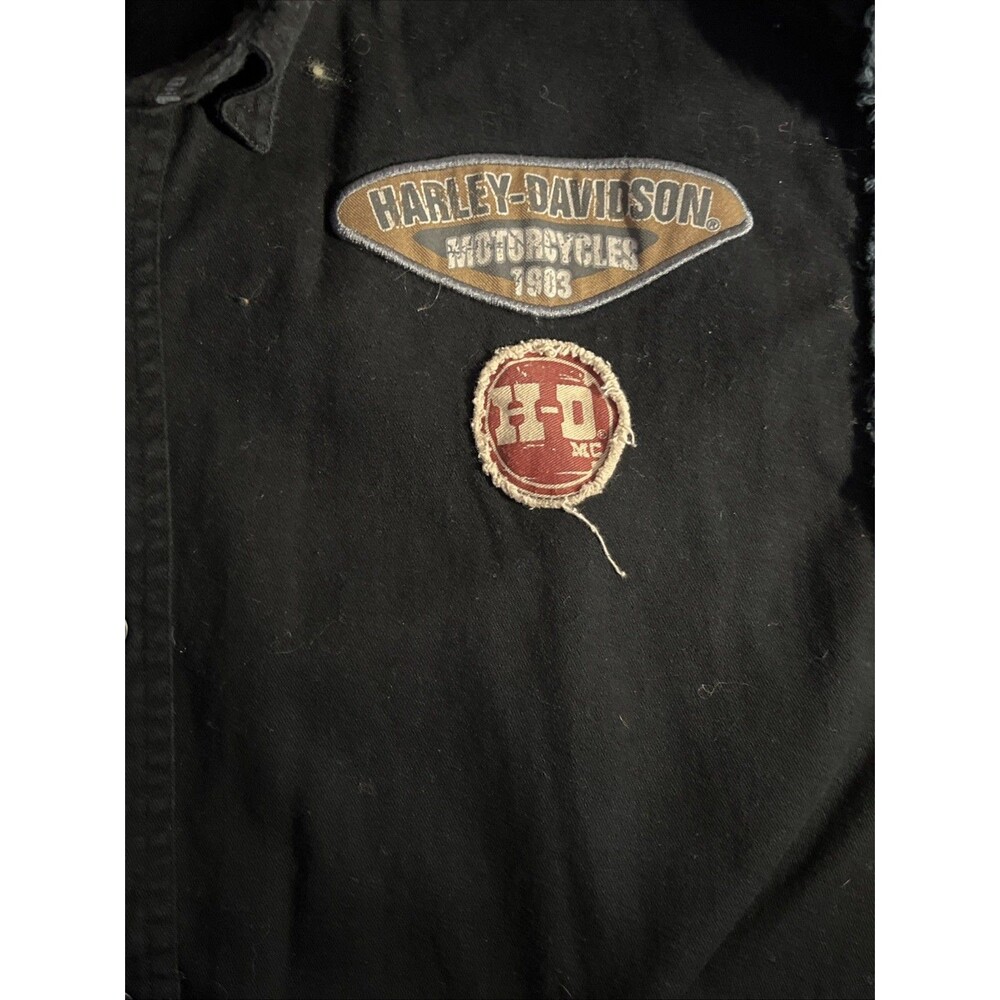 Harley-Davidson Shirt Mens XL Black Sleeveless Skull Patch Button Up 96472-15VM - Picture 4 of 8